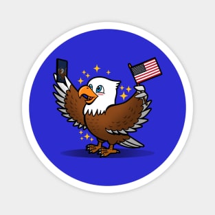 Funny Cute American Bald Eagle Taking Selfie 4th Of July Proud American Cartoon Magnet